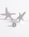 925 Sterling Silver Inlaid Zircon Starfish Earrings