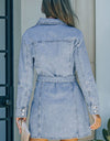 Button Down Collared Neck Belted Denim Dress