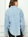 Veveret Button Up Dropped Shoulder Denim Top