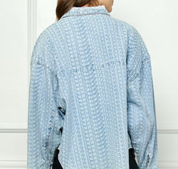 Veveret Button Up Dropped Shoulder Denim Top