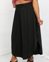 Zenana It's My Time Full Size Side Scoop Scrunch Skirt in Black