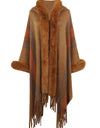 Color Block Fringe Detail Poncho