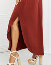 Zenana It's My Time Full Size Side Scoop Scrunch Skirt in Dark Rust