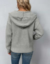 Zip-Up Drawstring Detail Hooded Cardigan