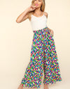 Haptics Smocked Waist Abstract Print Pants