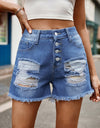 US Flag Distressed Denim Shorts