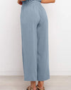 Drawstring Paperbag Waist Wide Leg Pants