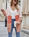 Color Block Openwork Open Front Cardigan