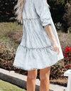 V-Neck Half Sleeve Mini Denim Dress