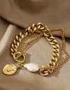 Gold Chain & Pearl Bracelet