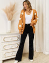 Flower Dropped Shoulder Open Front Cardigan