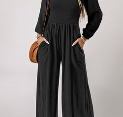 Square Neck Raglan Sleeve Jumpsuit with Pocket