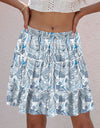 Printed Elastic Waist Mini Skirt