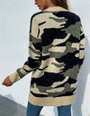 Camouflaged Dropped Shoulder Open Front Cardigan