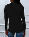 Shiny Mock Neck Long Sleeve Knit Top