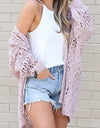 Openwork Open Front Long Sleeve Cardigan