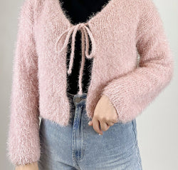 Tied Open Front Dropped Shoulder Cardigan