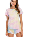 Tie-Dye Round Neck Short Sleeve Top and Shorts Lounge Set