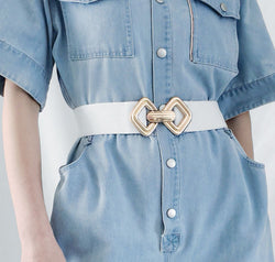 Geometric Buckle Elastic Wide Belt
