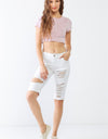 LITZ LA Distressed Bermuda Denim Shorts