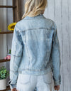 Veveret Distressed Button Up Denim Jacket