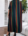 Plus Size Striped Maxi Dress with Pockets