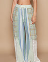 POL Drawstring Plaid Print Lace Straight Pants