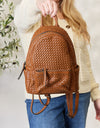 SHOMICO PU Leather Woven Backpack