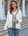 Buttoned V-Neck Long Sleeve Cardigan