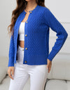 Round Neck Cable-Knit Buttoned Knit Top