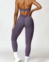 Ruched Halter Neck Bra and Pocketed Leggings Active Set