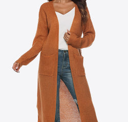 Long Sleeve Open Front Buttoned Cardigan
