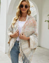 Multicolored Fringe Trim Poncho