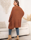 Plus Size Open Front Cardigan With Pockets