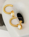 Rope Cat's Eye Stone C-Hoop Earrings