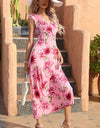 Full Size Tied Smocked Surplice Sleeveless Maxi Dress