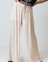 Drawstring Pleated Wide Leg Pants