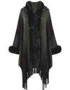 Color Block Fringe Detail Poncho