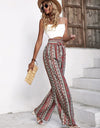 Printed Tie Waist Wide Leg Pants