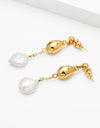 18K Gold-Plated Two-Tone Pearl Drop Earrings