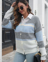 Color Block Button Down Cardigan