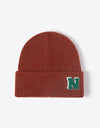 Letter N Patch Cuffed Knit Beanie