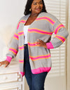 Woven Right Ribbed Long Sleeve Cardigan