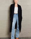 Waffle Knit Open Front Duster Cardigan With Pockets