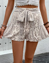 Tied Printed High Waist Shorts