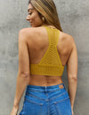 Leto Ribbed Lace Boho Racerback Bralette in Straw