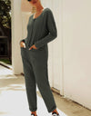 Buttoned Drop Shoulder Pocket Jumpsuit