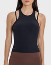 Cutout Round Neck Racerback Active Tank