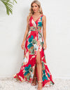 Slit Tied Printed Surplice Dress