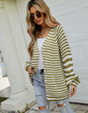 Striped Button Up Long Sleeve Cardigan